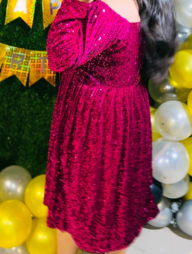 Pink Sequin Party Dress