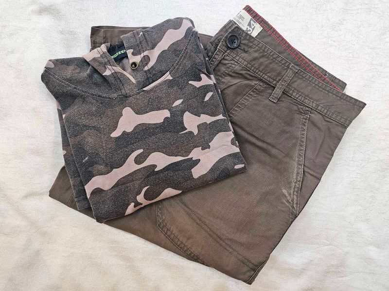 Camo Sport Jersey &amp; plain Shorts Set
