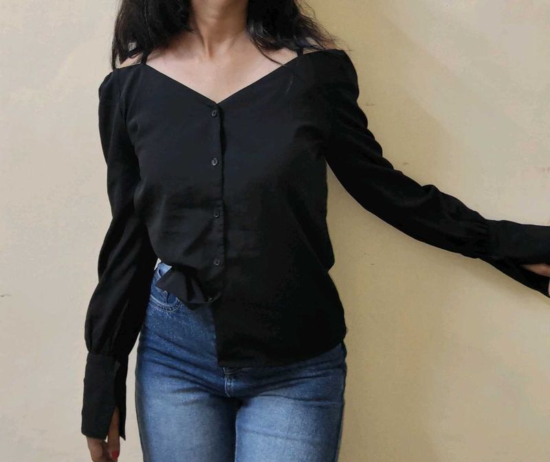 Elegant Black Off-Shoulder Blouse