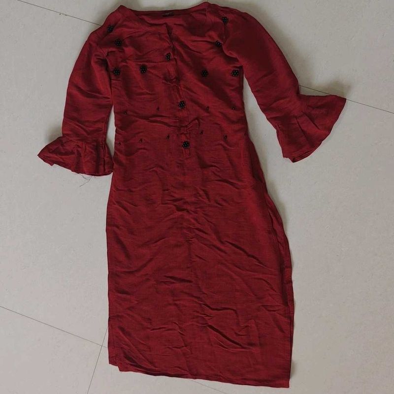 Red Dress with Bell Sleeves