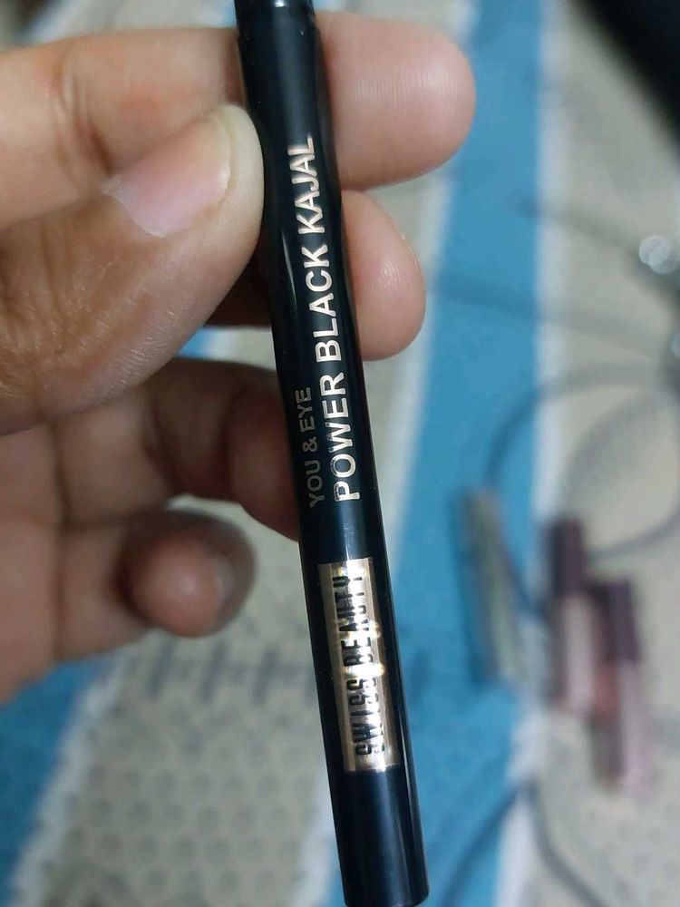 Swiss Beauty Power Black Kajal free eyeliner blue