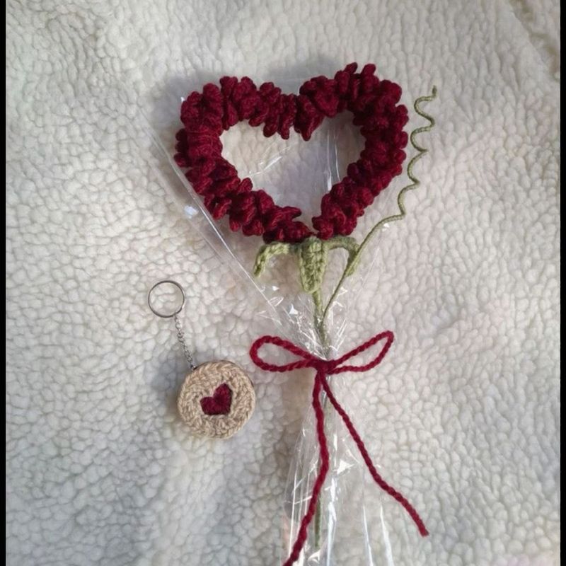 crochet heart bouquet