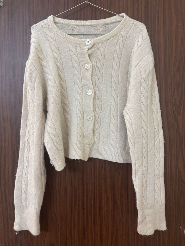 Cream Cable Knit Cardigan