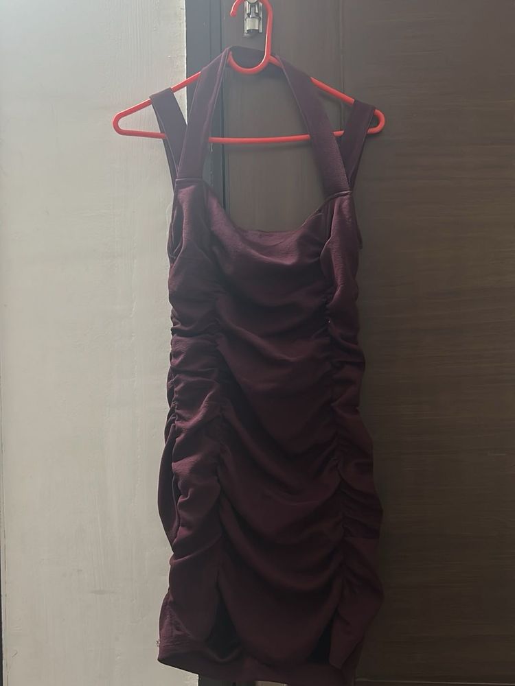 Burgundy Bodycon Mini Dress