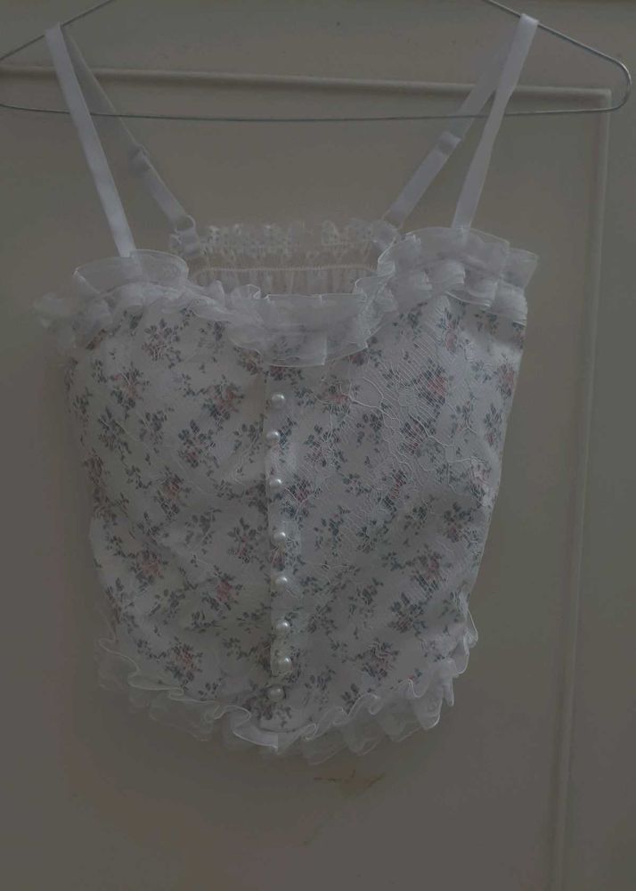 Floral Ruffle Corset Top