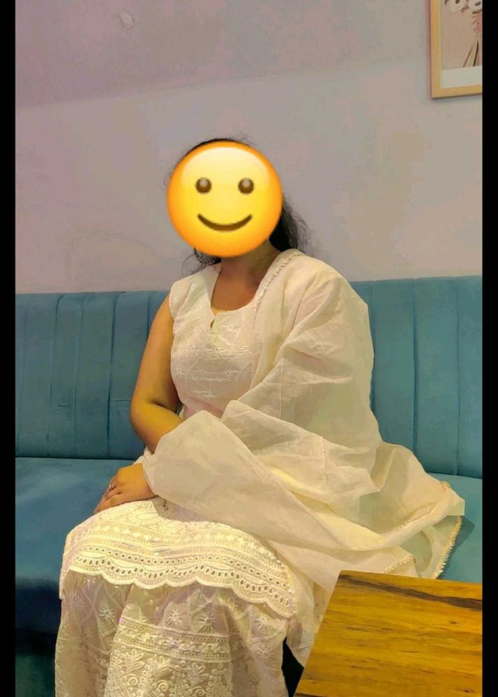 White Embroidery 🤍✨chikankari Sharara With Astar