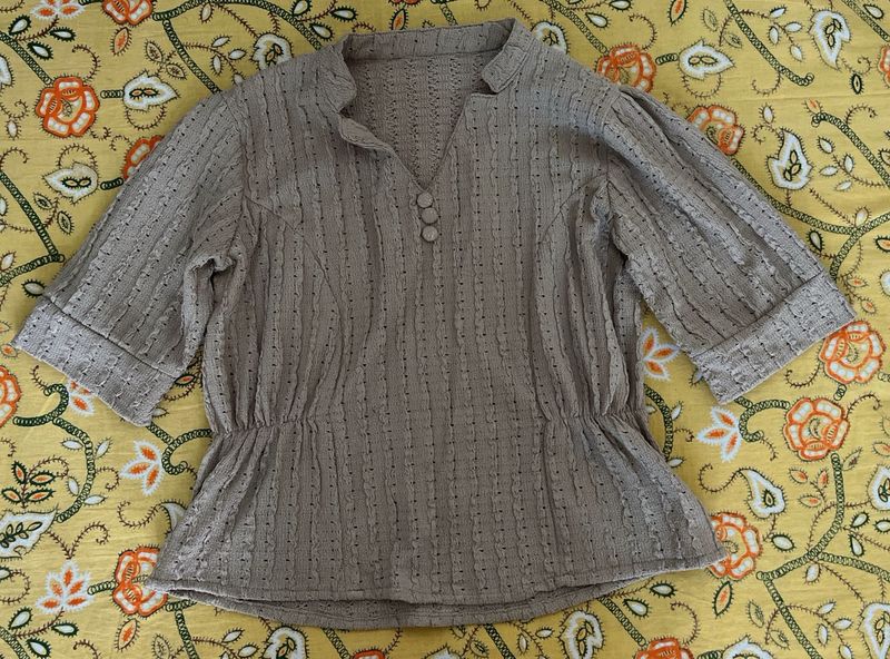 Elegant Brown Button-Down Top