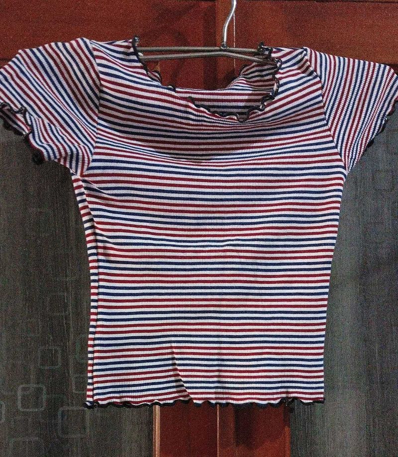Striped Ruffle Tee 🌷