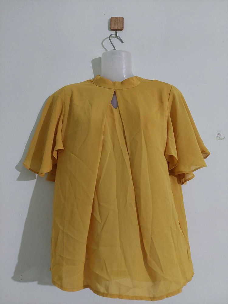 Mustard Flutter Sleeve Top