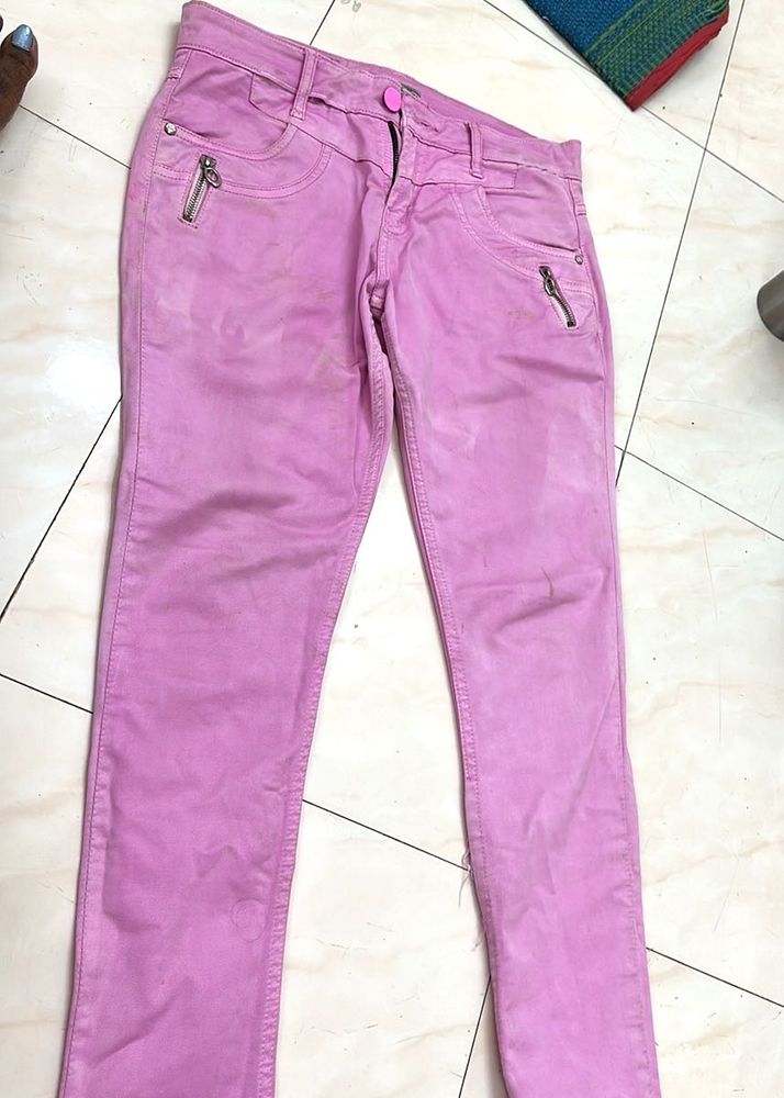 Pink Casual Jeans