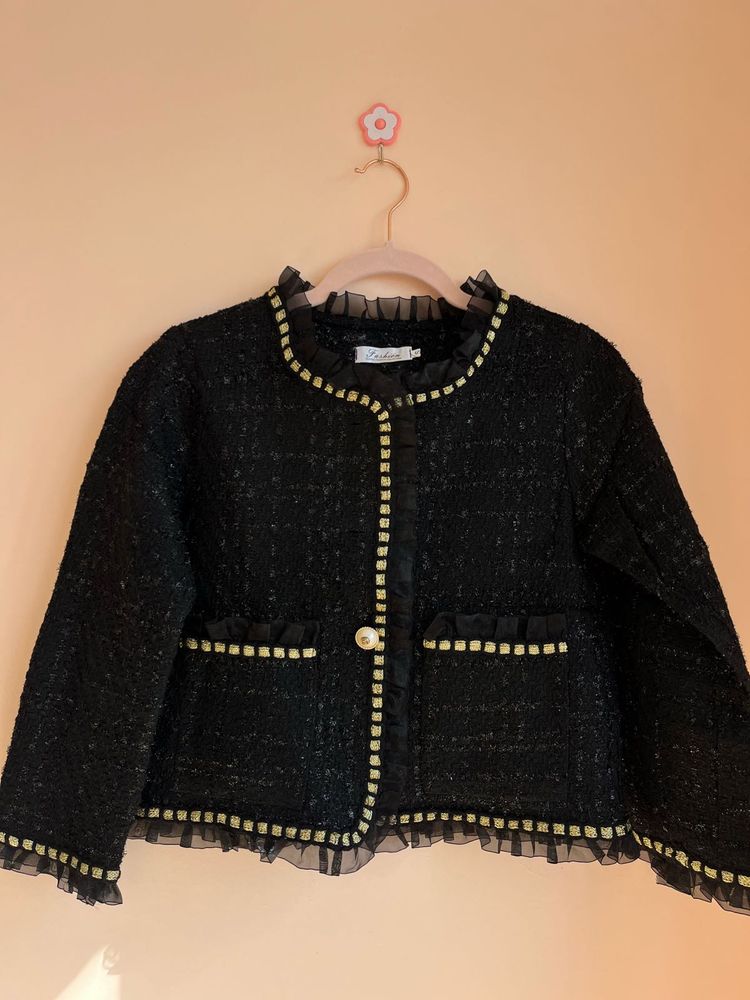 Elegant Black Tweed Jacket