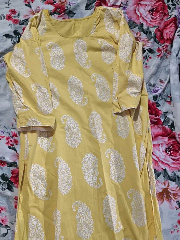 Yellow Paisley Print Kurta
