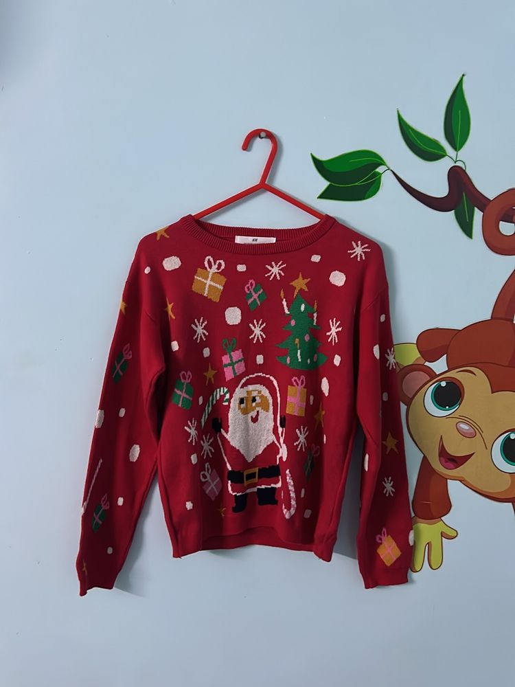 H&amp;M Unisex Kids Christmas Print Sweater 8-10yr