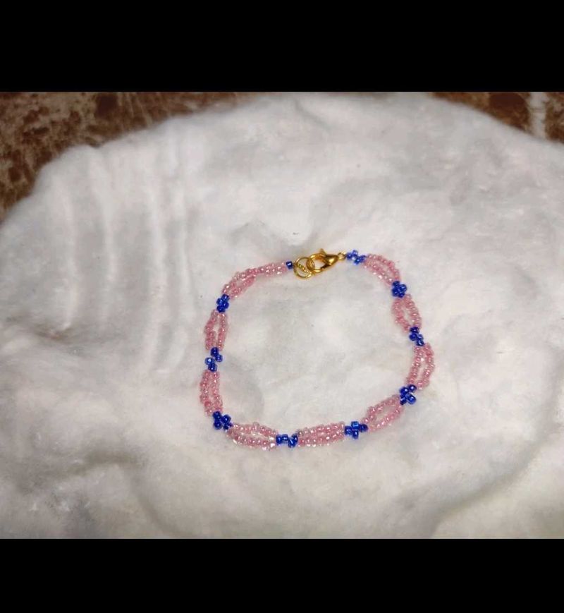 Pink &amp; Blue Beaded Bracelet