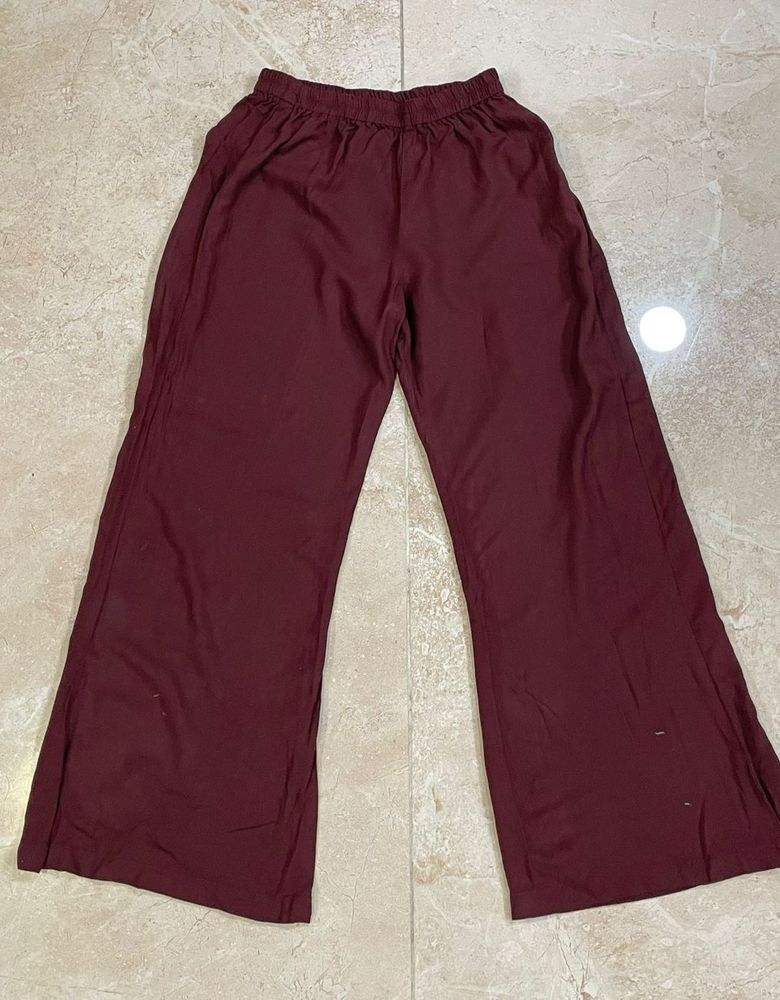 Maroon Wide Leg Pants