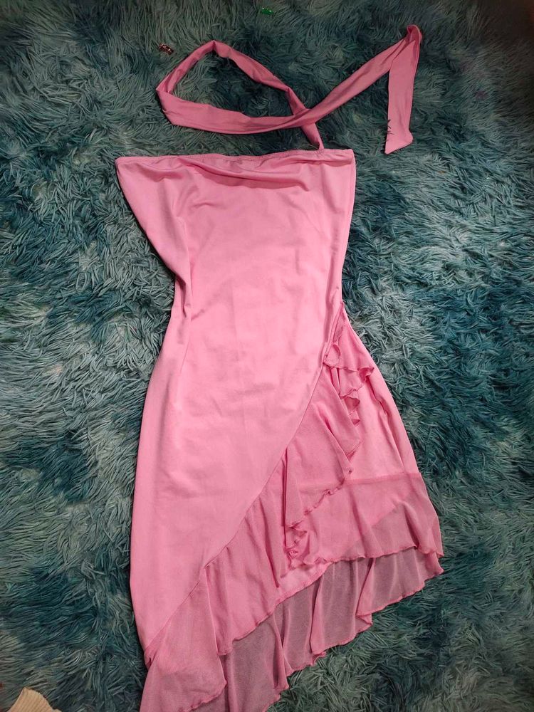 Pink Ruffle Mini Dress
