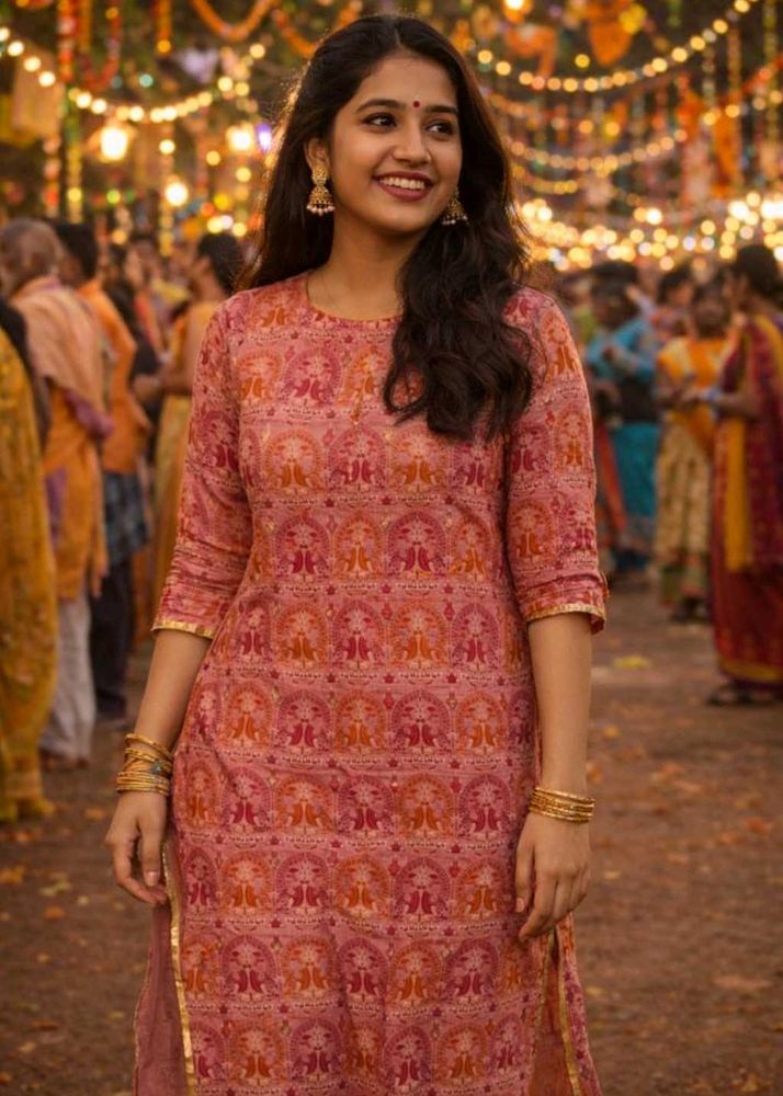 Elegant Pink Printed Kurta