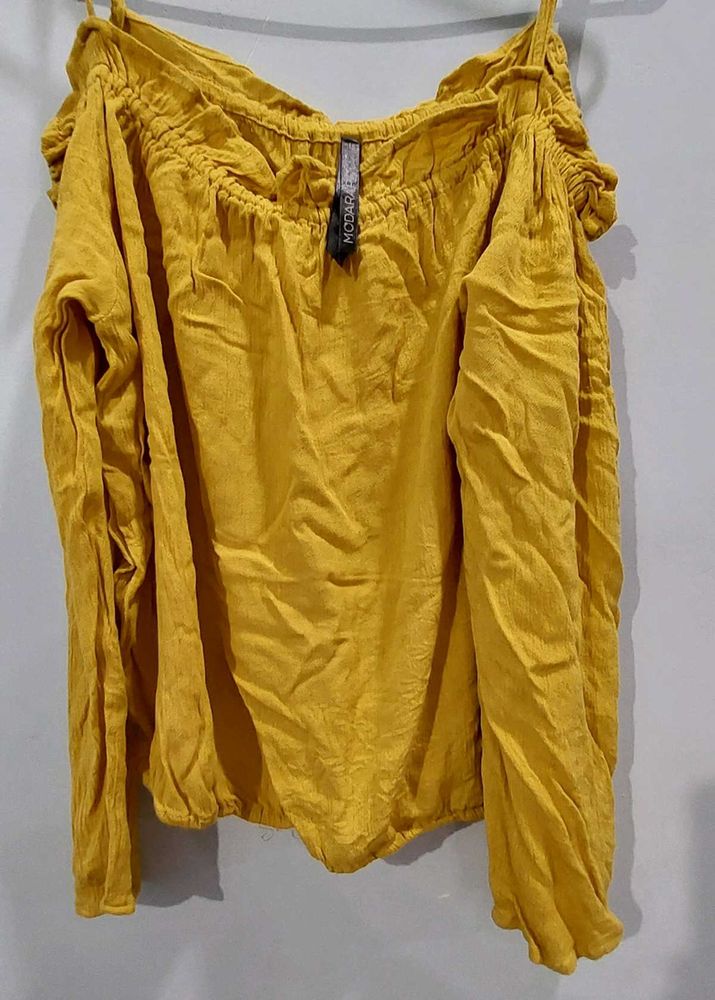 Mustard  yellow Off-Shoulder Top
