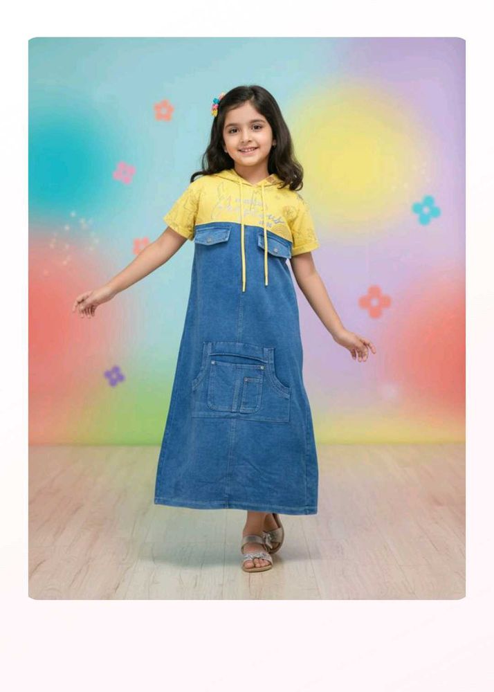 Denim Dress with Yellow Top Size 38