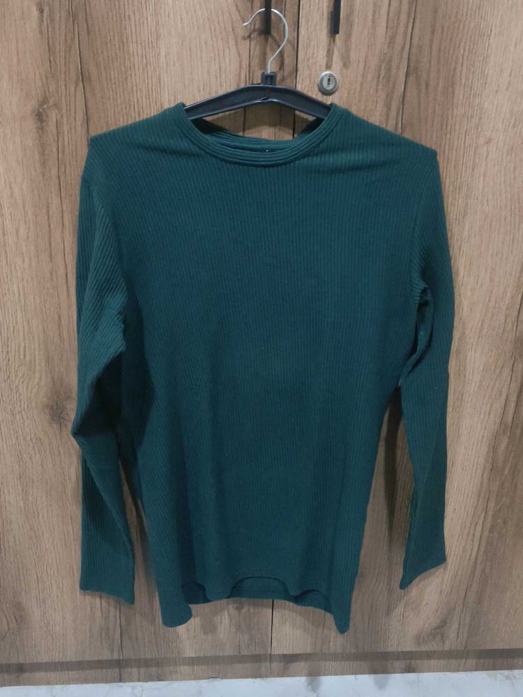 Bottle Green Ribbed Mens T-Shirt