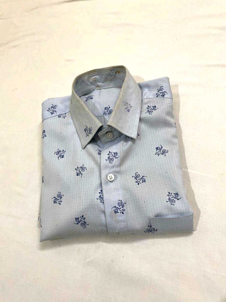 Mens Light Blue Printed Shirt