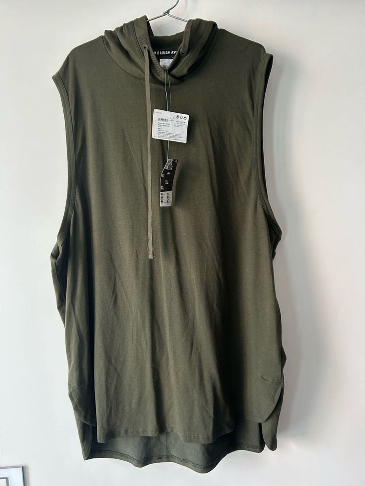 Olive Green Sleeveless Hoodie XL