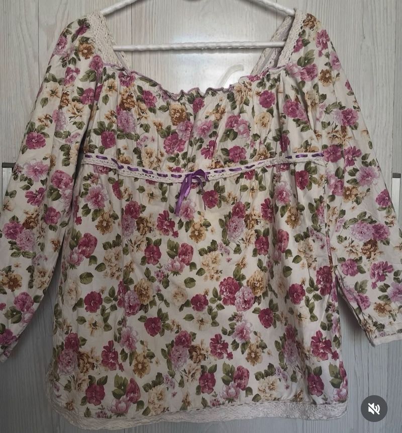 Floral Print Peasant Blouse