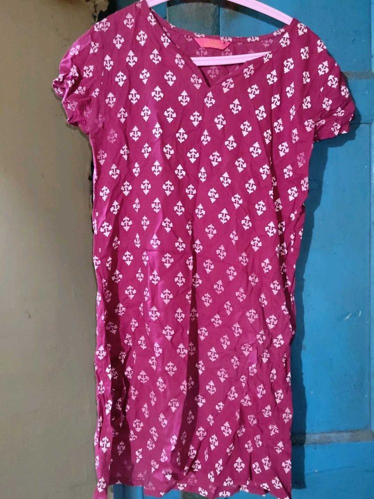 Pink Printed Short Sleeve Dress