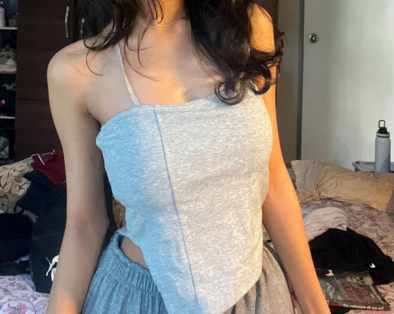 Grey Asymmetrical Tank Top