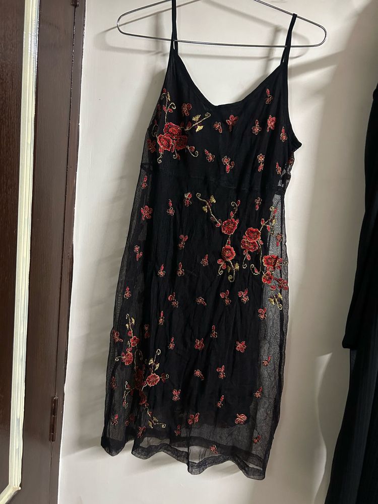 Floral Embroidered Slip Dress