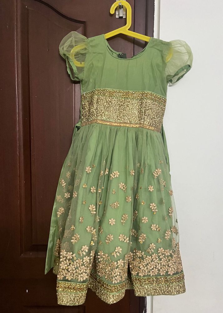 Green Embroidered Dress