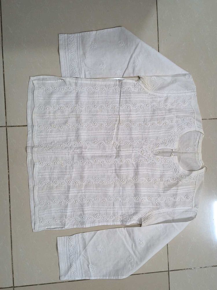 Elegant White Kurta Single Peice