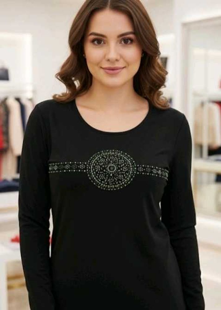 new women Elegant Black Long Sleeve Top