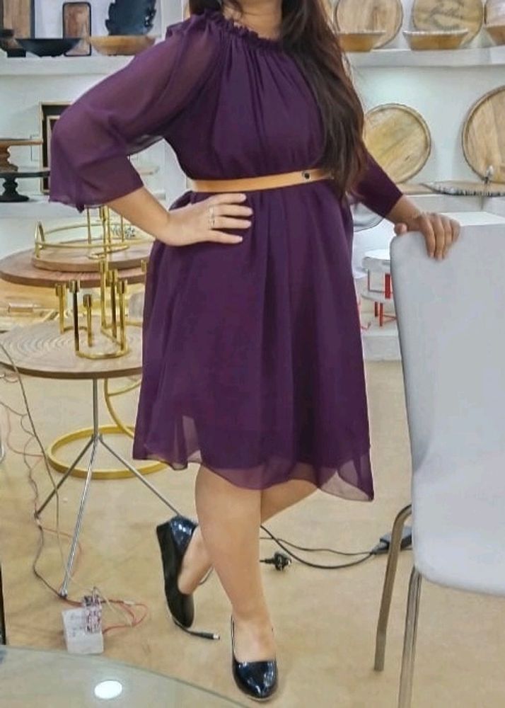 Beautiful Off Shoulder Midi Dress With Inner