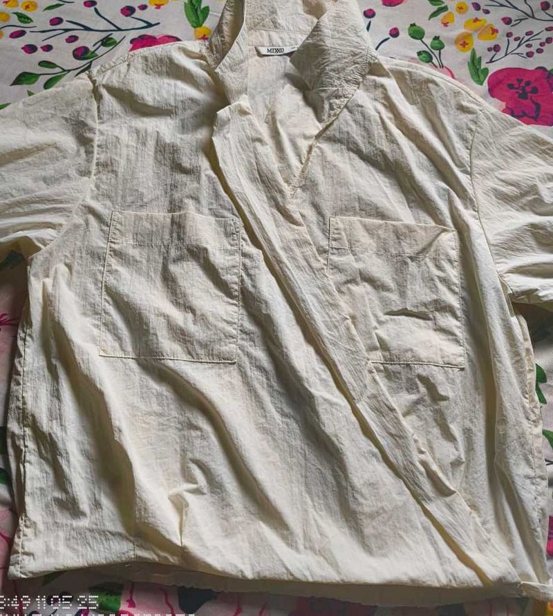 Cream Button-Down Shirt and Mini Dress combo