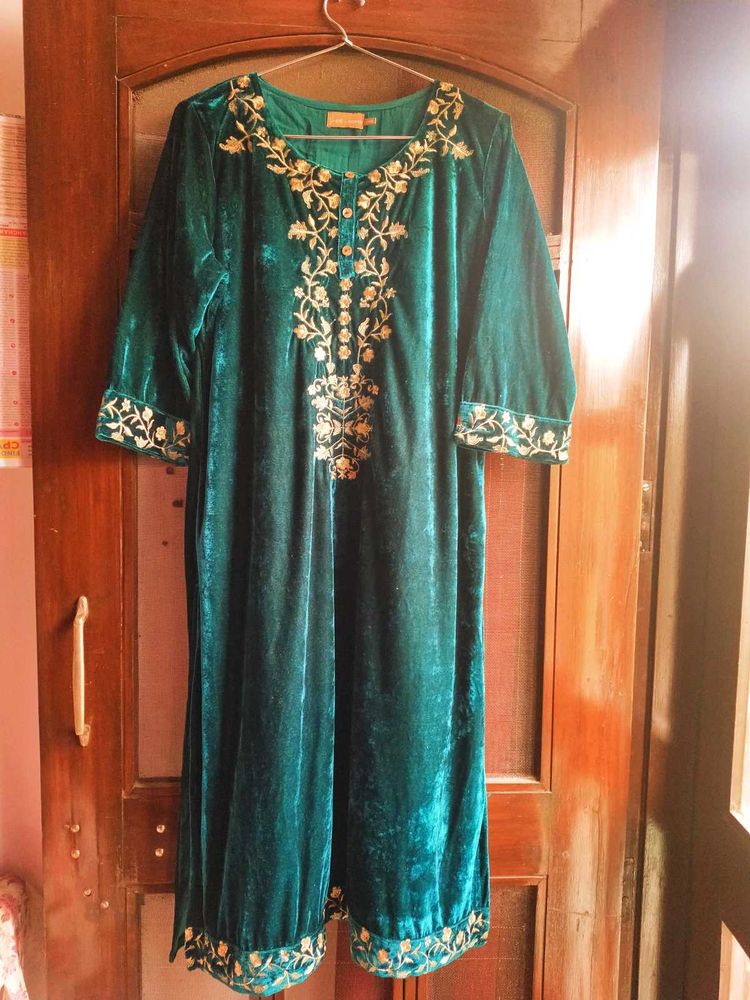Velvet Kurta with Embroidery