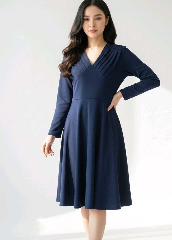 Elegant Navy Blue Midi Dress