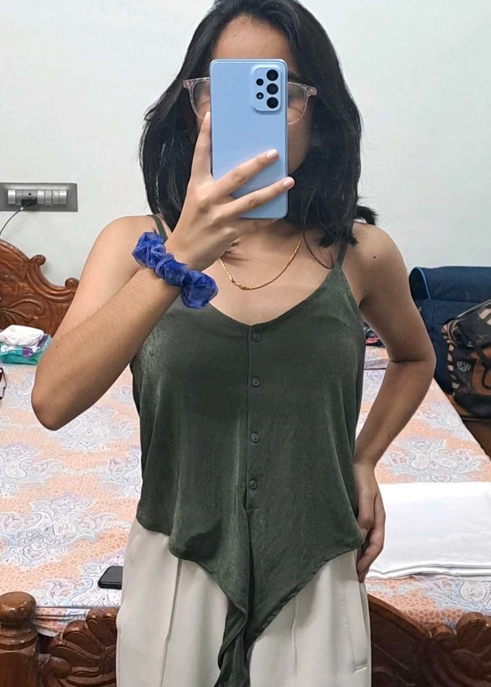 Olive Green Button-Front Cami