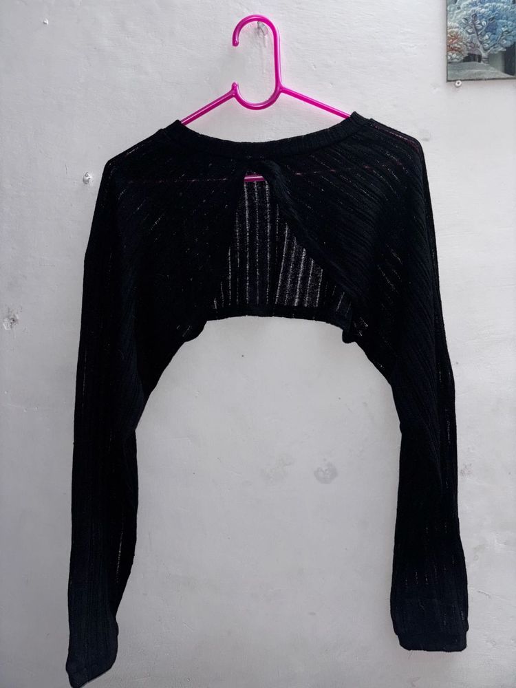 Korean Black Knit Bolero
