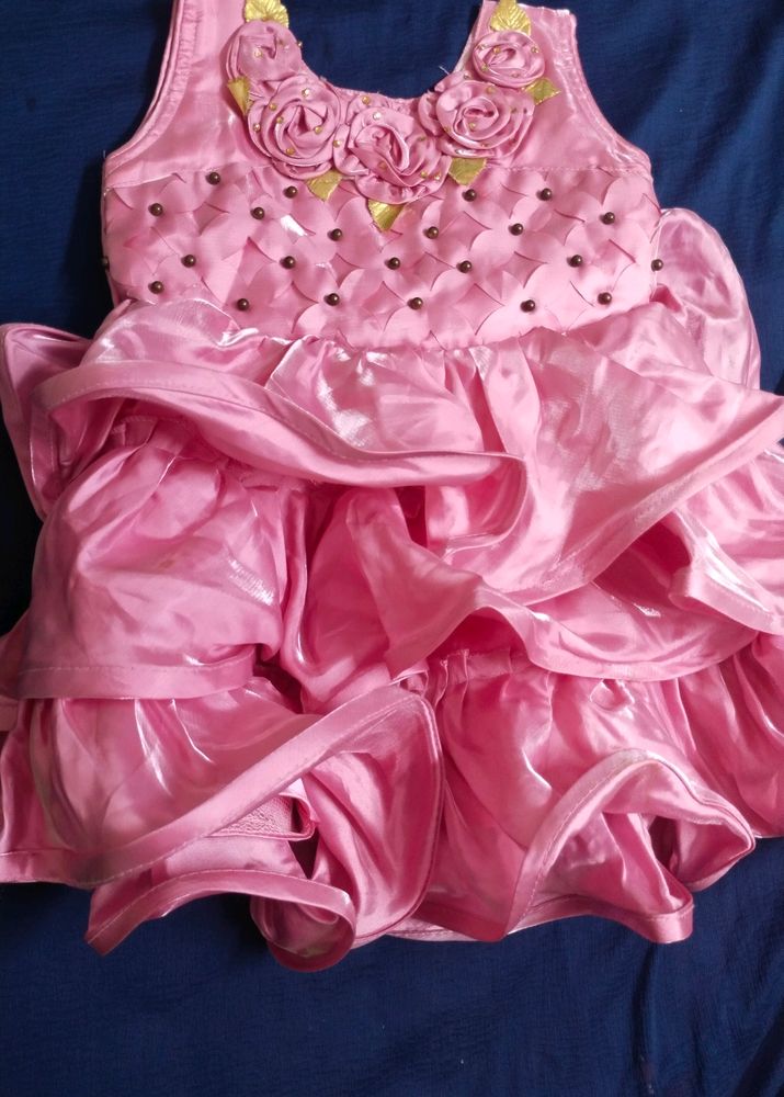 Pink Frock For Upto 2 Yrs Baby