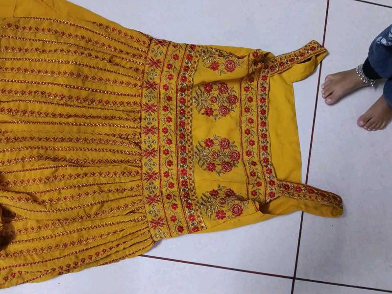 Yellow Embroidered Kurti