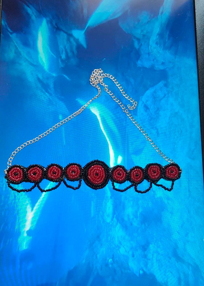Red &amp; Black Beaded Choker