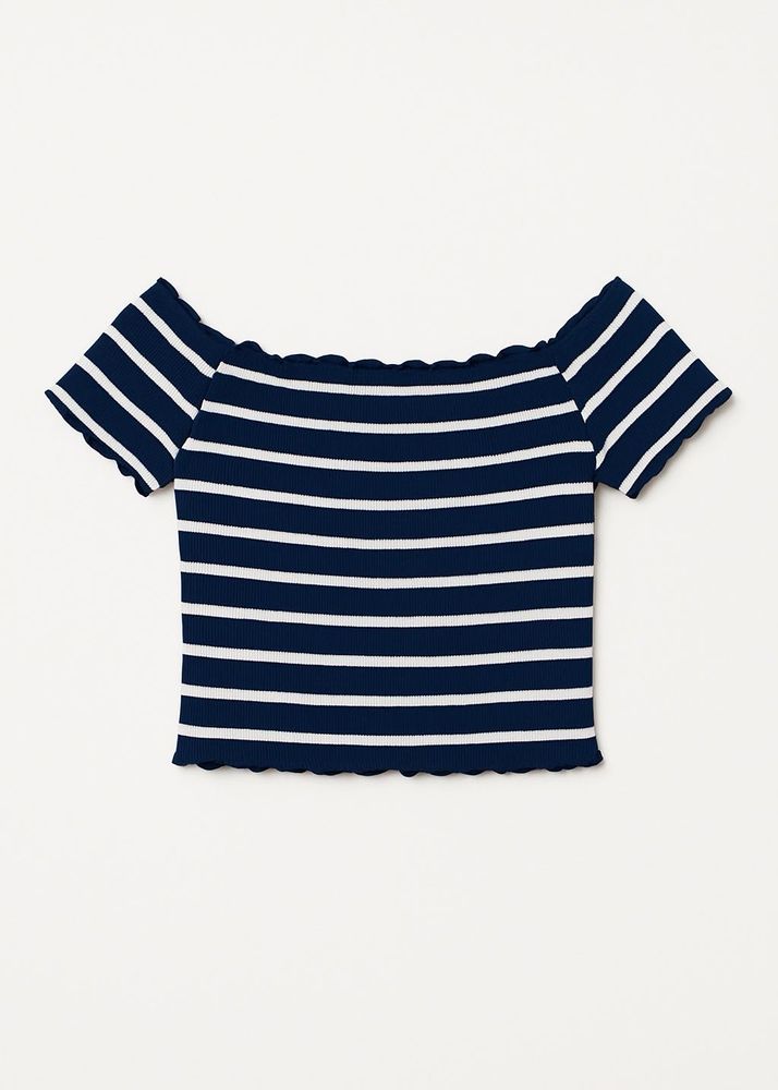 Striped Off-Shoulder Crop Top