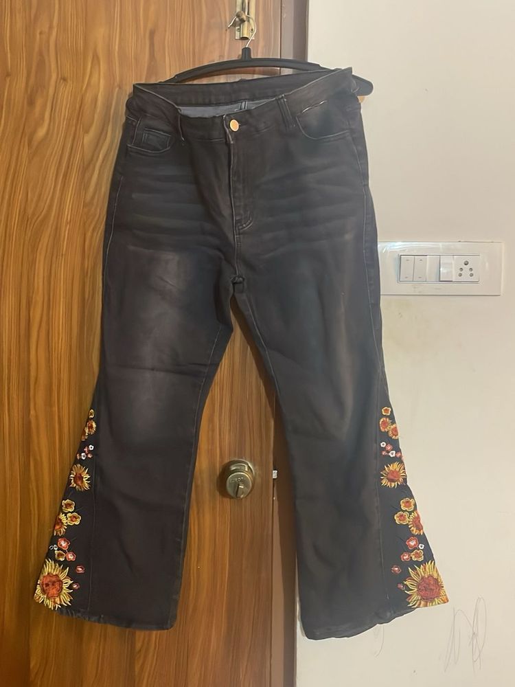 Embroidered boot cut Denim Jeans