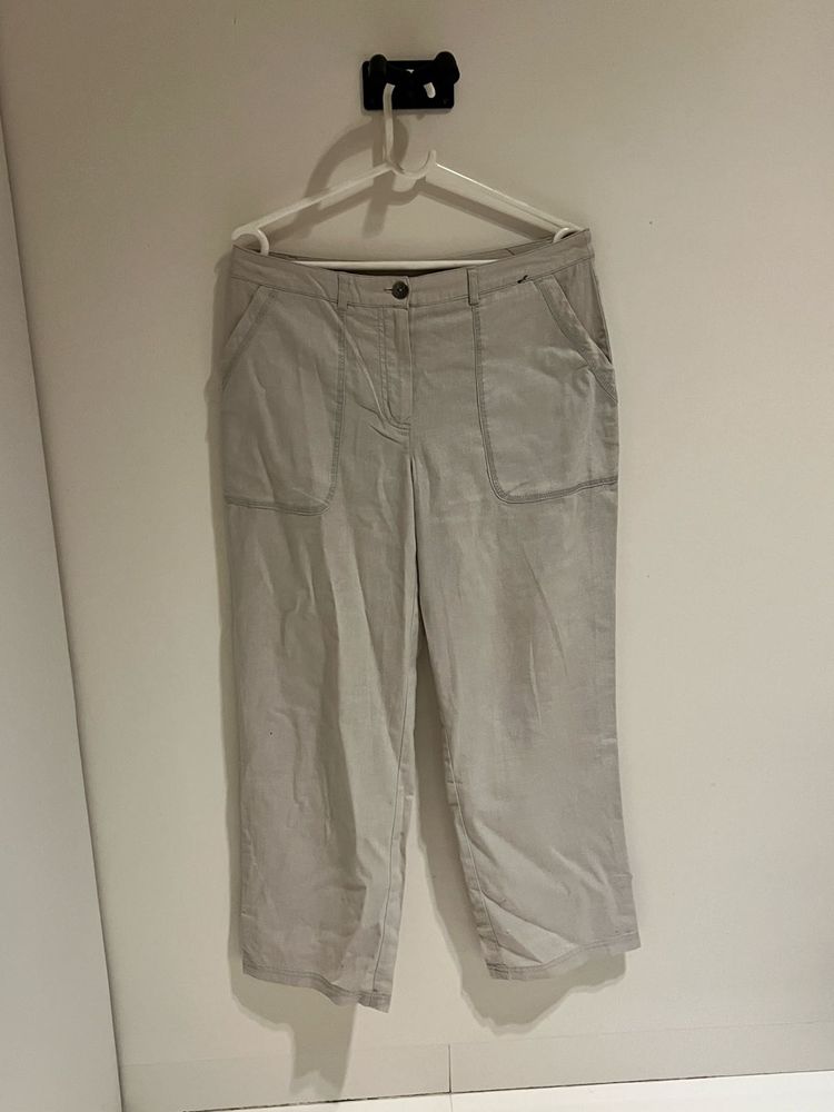 Beige Wide Leg Pants