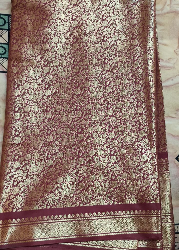 Maroon Pattu Like Saree