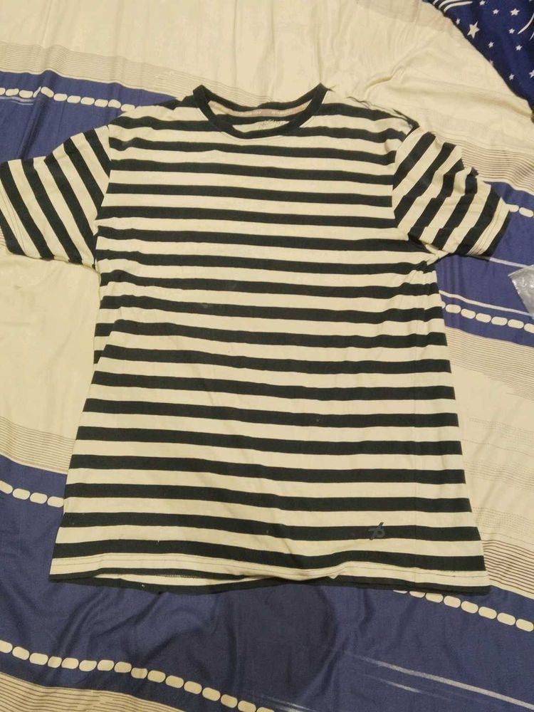 Jockey T Shirt White And blue Stripes