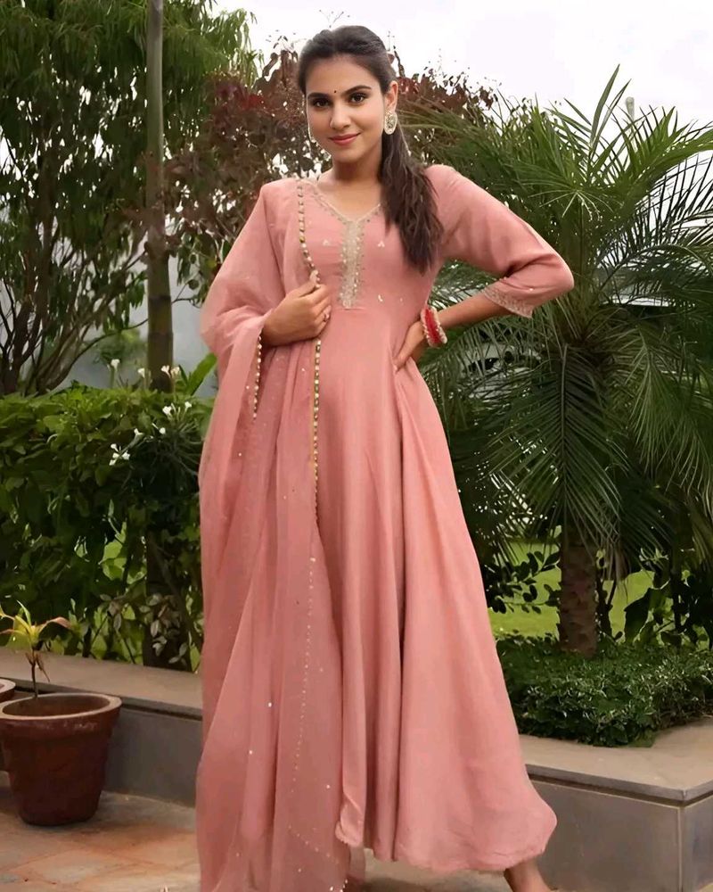 Peach anarkali gown