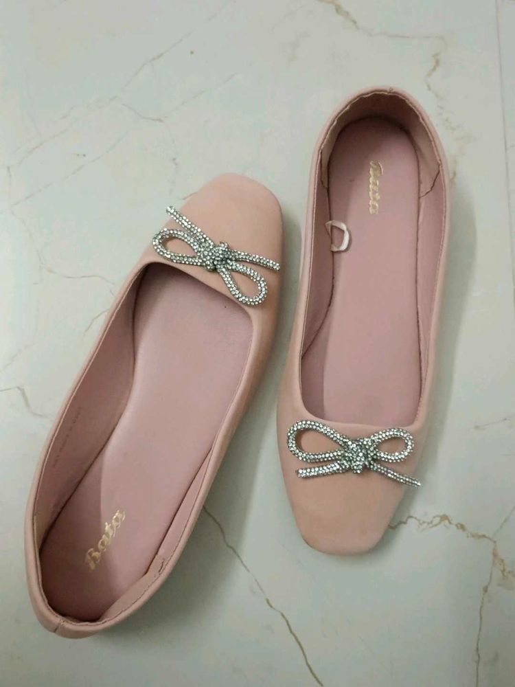 Bata Pink Bow Flats