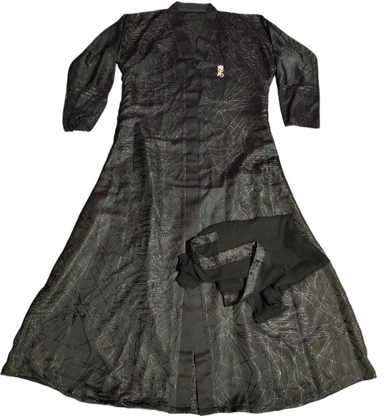 Elegant Coat Style Front Open Dubai Black Abaya